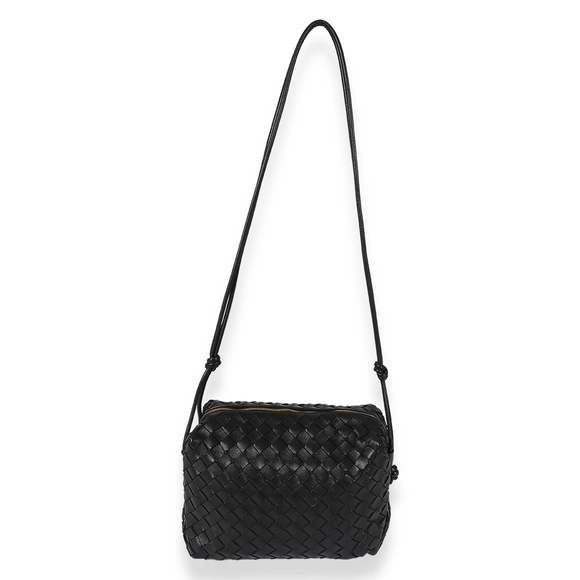 Bottega Veneta Black Intrecciato Leather Medium Loop Crossbody Bag - Picture 4 of 8